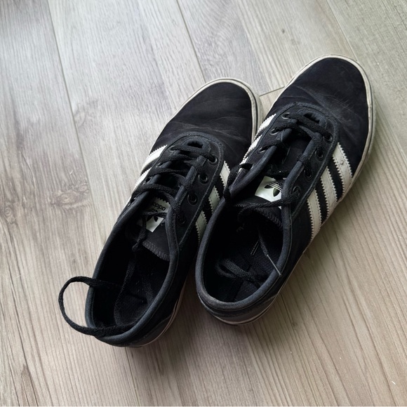 adidas Shoes - Adidas Adieaes Black and White Striped Sneakers Women’s 7.5